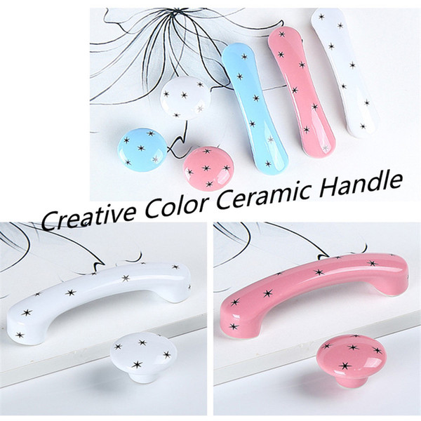 96mm Creative Fashion Cartoon color Star Chindren Room furniture handle white red blue ceramic fish Crown drawer cabinet knob 3.8