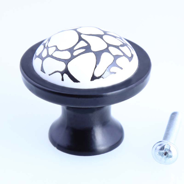 modern simple white black drawer shoe cabinet knobs pulls black white crack ceramic tv cabinet dresser cupboard door handle knob
