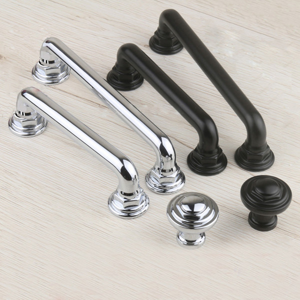 Modern fashion handles silver black drawer cabinet knob pulls chrome dresser kitchen cabinet door furniture handles hardware accessories