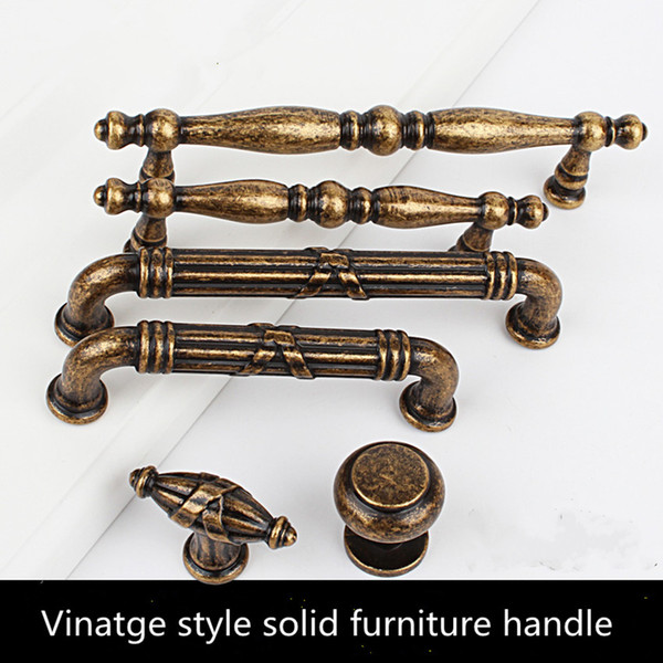 96mm 128mm retro style solid kitchen cabinet cupboard door handle antique brass drawer dresser wardrobe pull knob bronze handle