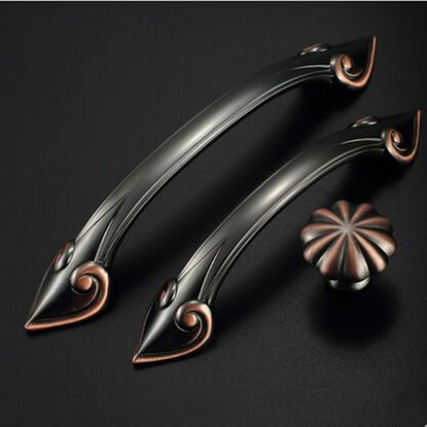 96mm 128mm European retro creativity kitchen cabinet cupboard door handles antique copper dresser drawer shoe cabinet knobs pull