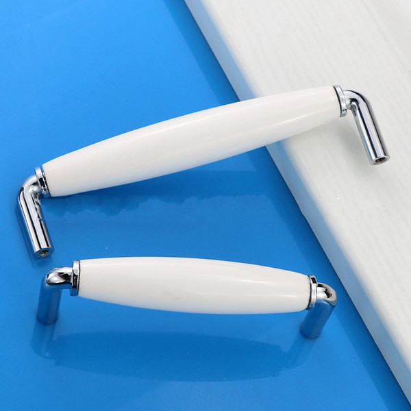 White Ceramic Handle Wardrobe Cupboard Door Pull Handles 96 128mm Simple Modern Wear Resistant Trial Order 5cj C1