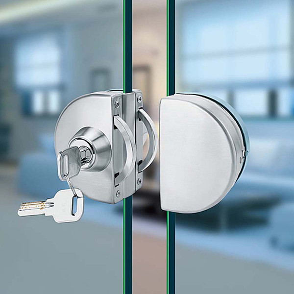 GD03SS Glass Door Lock Stainless Steel without Hole Bidirectional Unlock Key - Knob Frameless Glass Door