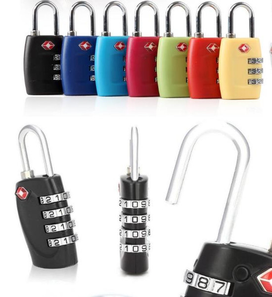 TSA Security Code Luggage Locks 4 Digit Combination Steel Keyed Padlocks Approved Travel Lock for Suitcases Baggage 7colors