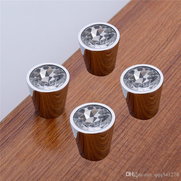 Luxury Czech Crystal Chrome Finish Round Cabinet Door Knobs and Handles Furnitures Cupboard Wardrobe Drawer Pull Handle