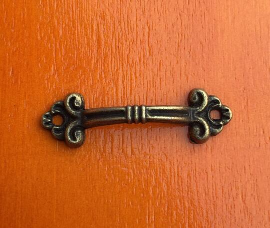 New Arrive Box Handle Knobs Arch Tracery 5cmx1.5cm Furniture Hardware Knob Charm Connectors Long Bronze Tone