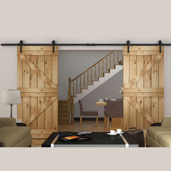 Rustic Steel Black Arrow Stylish Antique Double Wooden Sliding Barn Door Hardware Interior American Sliding Barn Door Track Kit