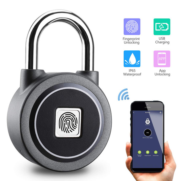 Fingerprint Padlock Smart Bluetooth Keyless Biometric Lock for Gym, Locker, Outdoor Door, Luggage Suitcase, Office, IP65 Waterproof