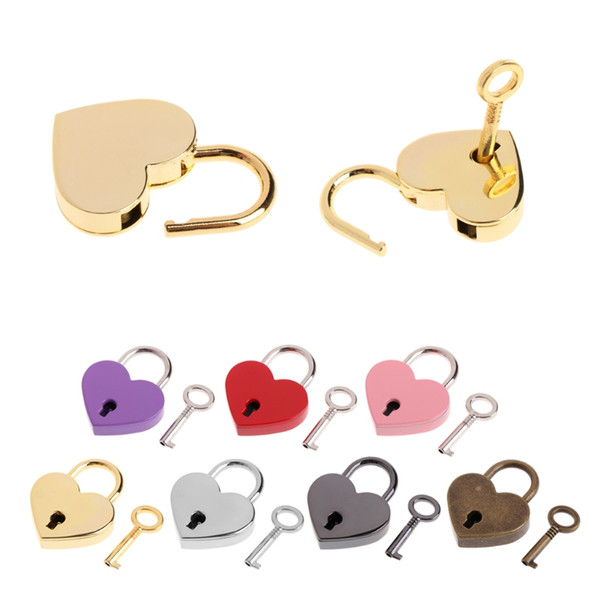 Heart Shape Vintage Old Antique Style Mini Archaize Child Safety Padlocks Key Lock With Key For handbag/small luggage/tiny craft diary