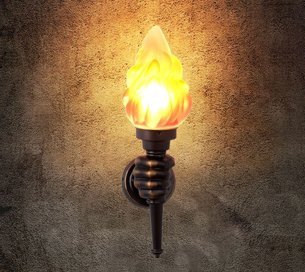 American Creative Torch Wall Lamp Courtyard Garden Retro Flame Lamp Indoor Aisle Industrial Personality Decorative Wall Lamps