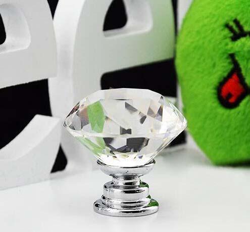 Wholesale New 20 pcs/Lot 30mm Diamond Shape six colors Crystal Glass Cabinet Handle Cupboard Drawer Knob Pull