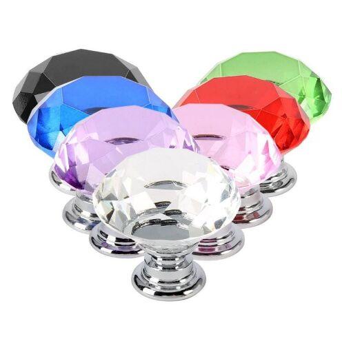30mm Diamond Crystal Glass Door Knobs Drawer Cabinet Furniture Handle Knob Screw Furniture Accessories