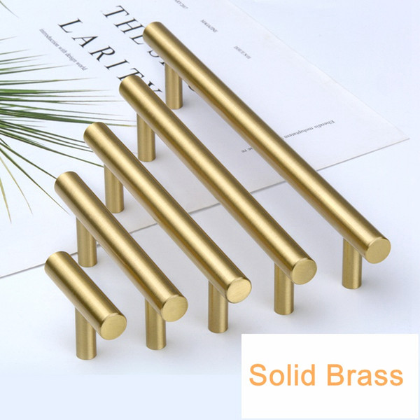 Solid Brass Tbar shape Cabinet Handles Furniture Drawer Pulls Kitchen Cupboard Knobs pull handle free shipping