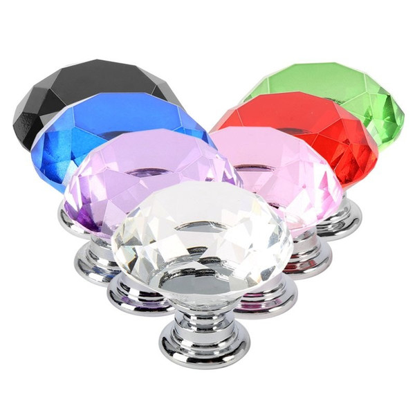 30mm Diamond Shape Design Crystal Glass Knobs Cupboard Pulls Drawer Knobs Kitchen Cabinet Handles Furniture Handle Hardware