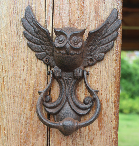 2 Pieces Rustic Cast Iron OWL Decorative Door Knocker Traditional Vintage Style Door Handle Door Latch Country Rural Gate Decoration Mounted