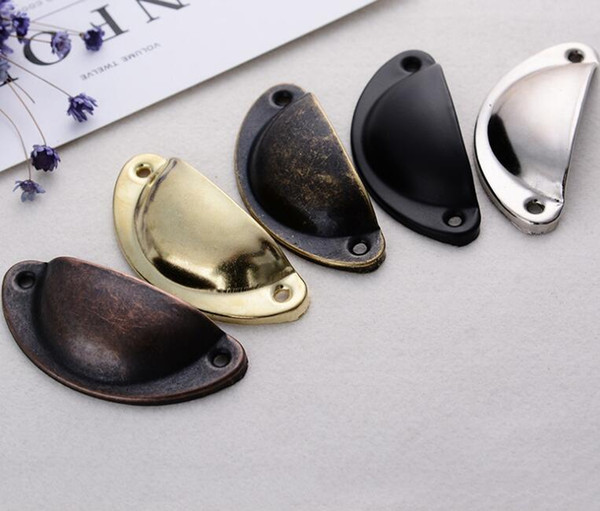 Vintage Shell Shape Pull Handle Cabinet Knobs Retro Metal Kitchen Drawer Cabinet Door Handles Furniture Knobs