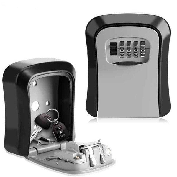 4 Digit Metal Outdoor Safe Key Box Key Storage Organizer Box Security Storage Lock Box Outdoor Wall Mount Case Storage Tools