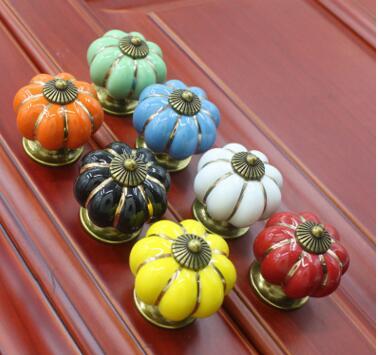 Rainbow Ceramics Door Handles Pumpkin Cartoon Doorknobs For Cupboard Drawer Rural Pull Handle Modern Simple Factory Direct Sales