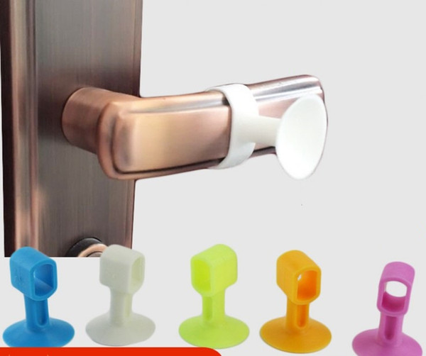Silicone Door Stopper Door Knob Silencer Door Handle Sleeve Stopper Rubber Head Doorstop Stopper Door-Buffer Holder For Bedroom Office