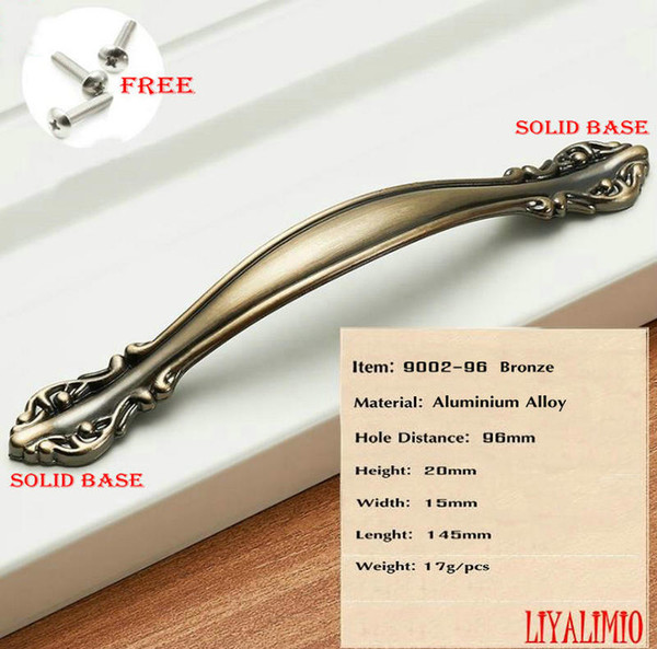 9002-96 Bronze Door Handles Wardrobe Drawer Pulls Kitchen Cabinet Knobs and Handles Fittings for Furniture Handles European Style