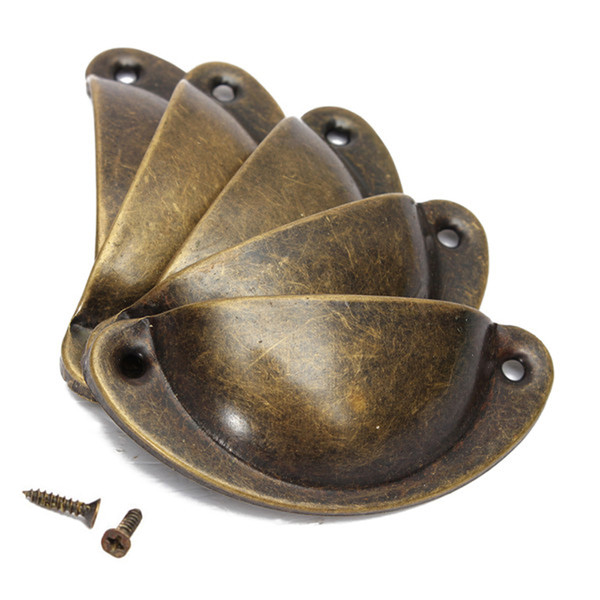 20pcs Retro Metal Kitchen Drawer Cabinet Door Handle Furniture Knobs Hardware Cupboard Antique Brass Shell Pull Handles