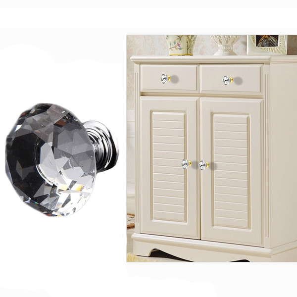 Drawer Knobs Kitchen Furniture Cabinet Handles Delicate Crystal Glass Knobs Cupboard Pulls 30mm Diamond Shape Design Handles DH0921