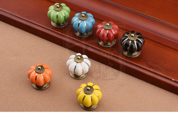 2dr Rainbow Ceramics Door Handles Pumpkin Cartoon Doorknobs For Cupboard Drawer Rural Pull Handle Modern Simple Factory Direct