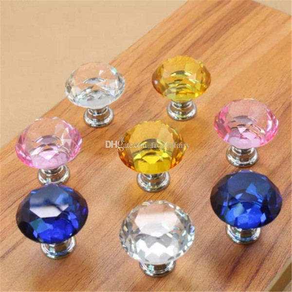 30mm Crystal Glass Diamond Door Handles Home Kitchen Cabinet Cupboard Drawer Pulls Wardrobe Knobs Hardware bb333-340 2018010915