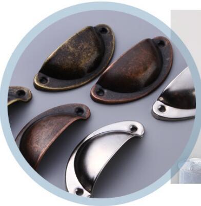 3 colors Vintage Cabinet Knobs and Handles Cupboard Door Cabinet Drawer Furniture Antique Shell Handle
