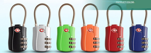 Home and garden safe locks,door hardware,trip easy use 3-Dial Combination Cable Lock,six colours choose