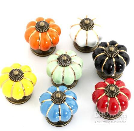 2013 new fashion mix Colorful Pumpkin Furniture new designer Cabinet Drawer Pull Handle Kitchen Door Wardrobe Ceramic Knobs