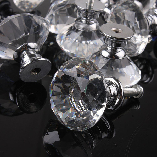 10pcs 30mm Diamond Crystal Glass Alloy Door Drawer Cabinet Wardrobe Pull Handle Knobs Vintage Door Knobs Drop Shipping Wholesale