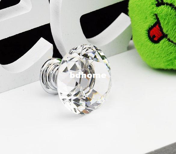 20 pcs/Lot 30mm Diamond Shape Crystal Glass Cabinet Handle Cupboard Drawer Knob Pull Wholesale TK0636