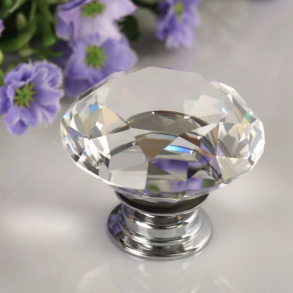 1pcs 30mm Diamond Crystal Glass Alloy Door Drawer Manual Handle Bar Cabinet Wardrobe Pull Handle Knobs Light weight