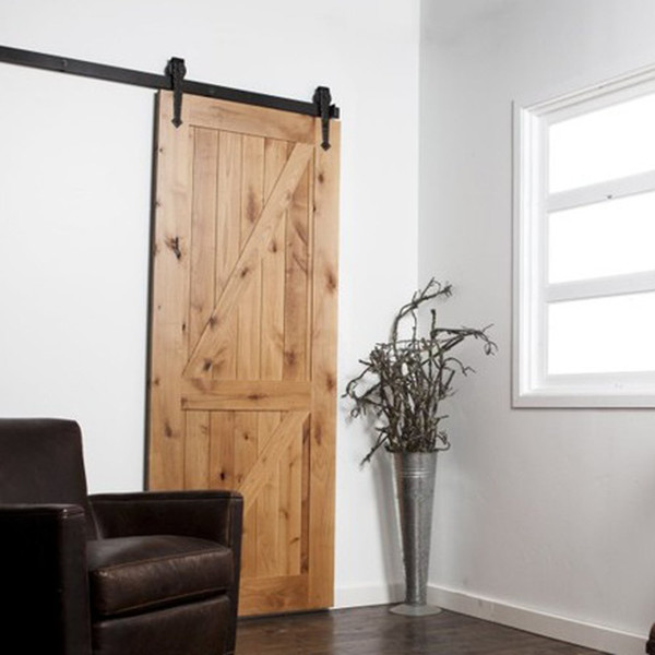 6.6FT Black Steel Interior Sliding Barn Door Hardware Hanger Closet Kit American Country Style For Outside or Inside
