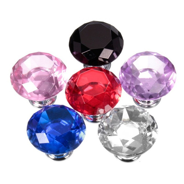 5pcs/Set 30mm Diamond Crystal Cupboard Cabinet Dresser Drawer Wardrobe Door Knob Pull Handle Home Decor