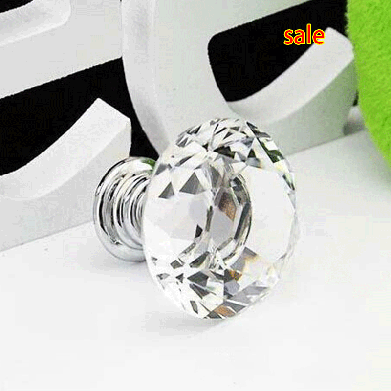 Wholesale 2016 New Hot Selling 30mm Diamond Shape Crystal Glass Cabinet Handle Cupboard Drawer Knob Pull