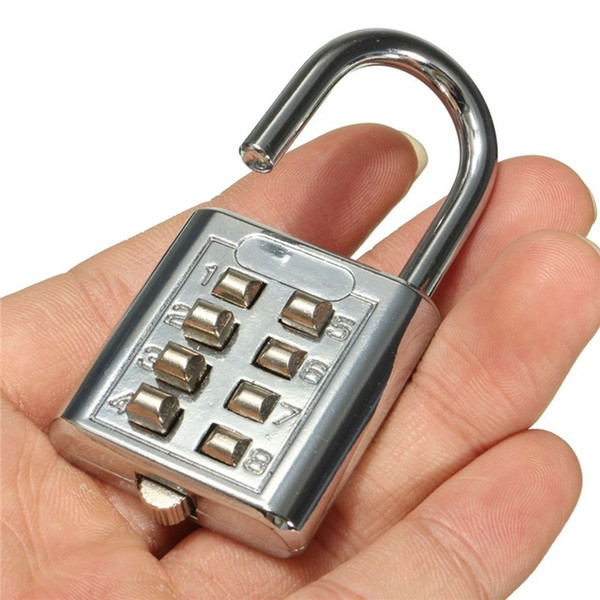Durable Resettable 8 Numbers Combination Padlock Push-Button Coded Lock Password Number Zinc Alloy Lock 8 Digit Metal Combination Code