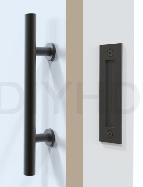 Black Stainless Steel Sliding Wood Barn Door Handle Two Side Handle Pull