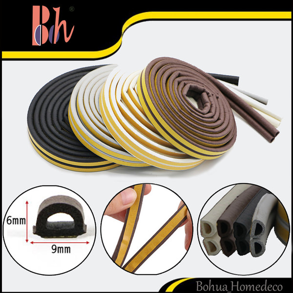 1 Roll Double 3M (=6M) Self Adhesive D Type Doors Windows Foam Sealing Strip Anti-Collision Sound Insulation Windproof EPDM Rubber Seal Pipe