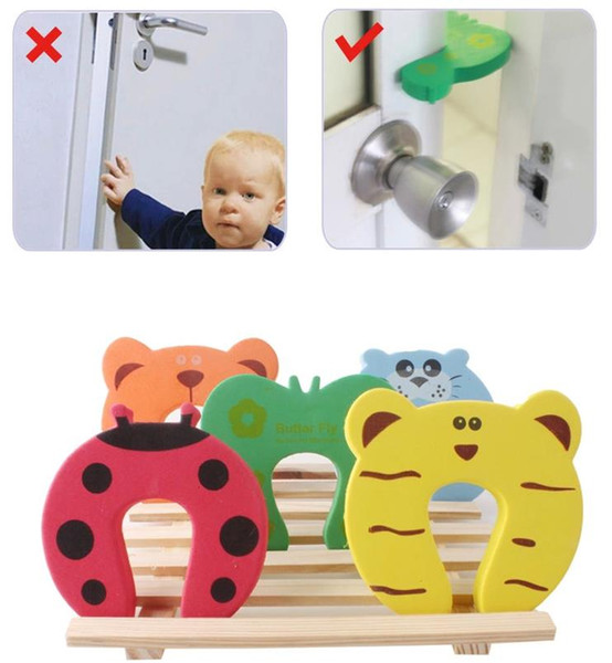 Baby Safety Protection Gate Card For Toddlers Door Handle Stopper Kids Finger Pinch Guard Animal Cartoon Clips For Children Safe