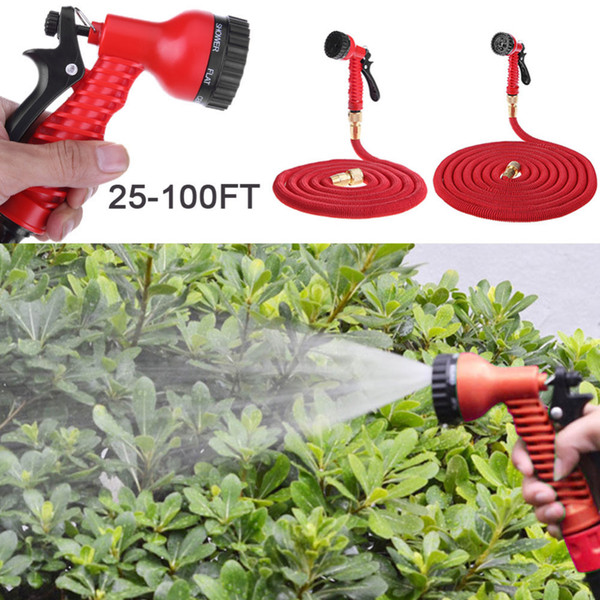 25FT-200FT Garden Hose Expandable Flexible Water Hose Plastic Hoses Handy Pipe With Spray Magic Flexible Watering Tube Hose