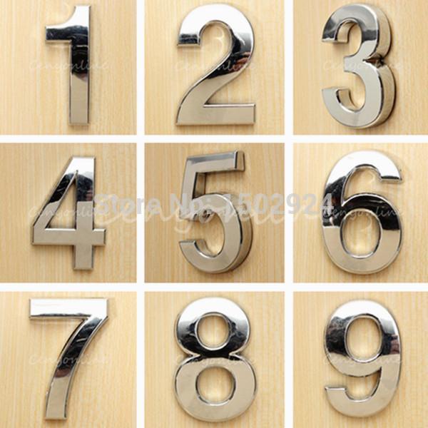 Modern Silver House Hotel Door Address Plaque Number Digits Sticker Plate Sign Size 50x30x6mm Convinient Room Gate Number