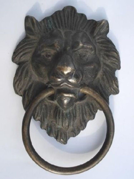 Chinese Bronze Fierce Lion Head Door Knocker 4.4