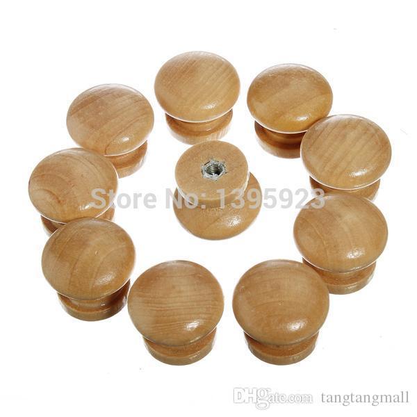 10pcs/Pack Natural Wooden Cabinet Drawer Wardrobe Door Knob Pull Handle Hardware Plain A3
