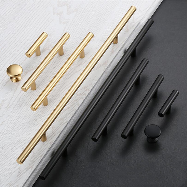 Modern minimalist Nordic wardrobe door gold bronze drawer handle black long section American aluminum alloy cabinet handle