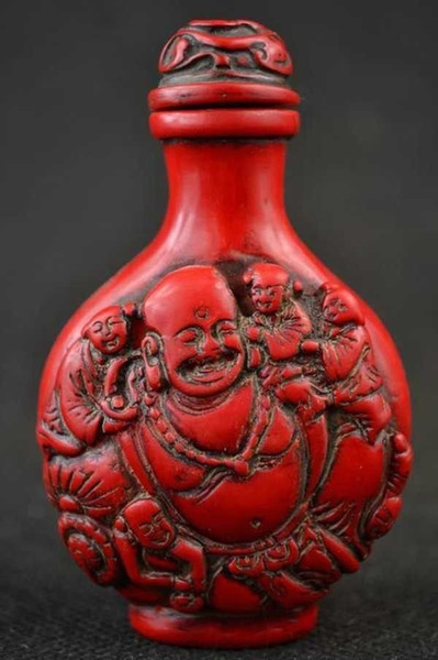 home decor Old Collectibles Decorated Gem Craft Wonderful Handwork Coral Carving Buddha Snuff Bottle