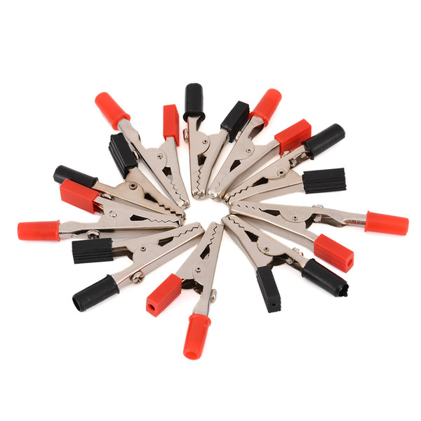 10pcs/lot Black/Red Insulated Alligator Clips 10A Heavy Duty Crocodile Alligator Clips for Test Leads/Wires 4mm Banana Plugs Mayitr
