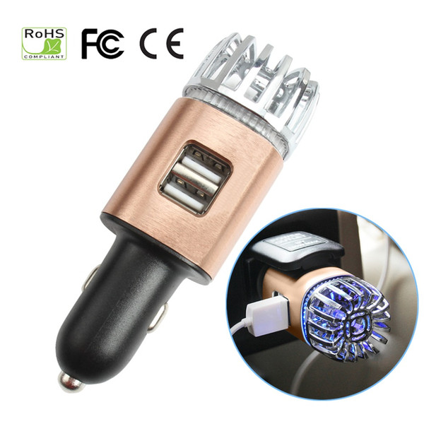 Car Air Purifiers 2 in 1 Negative Lons with Dual USB Charger Ionizer Air Freshener Ionic Odor Eliminator Smoke Bacteria Purifier