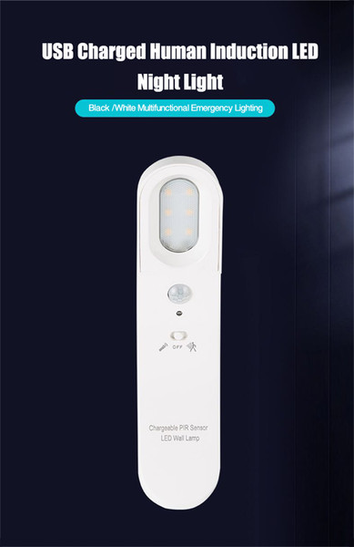 USB Charging Human Infrared Induction Energy-saving Lamp New and Unique Smart Home Bedside Nightlight Flashlight Function PIR light